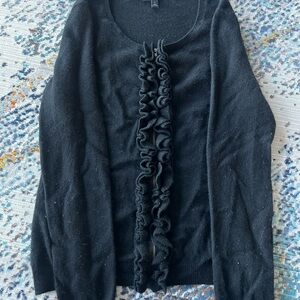 Women’s Black Ruffled Cashmere Cardigan